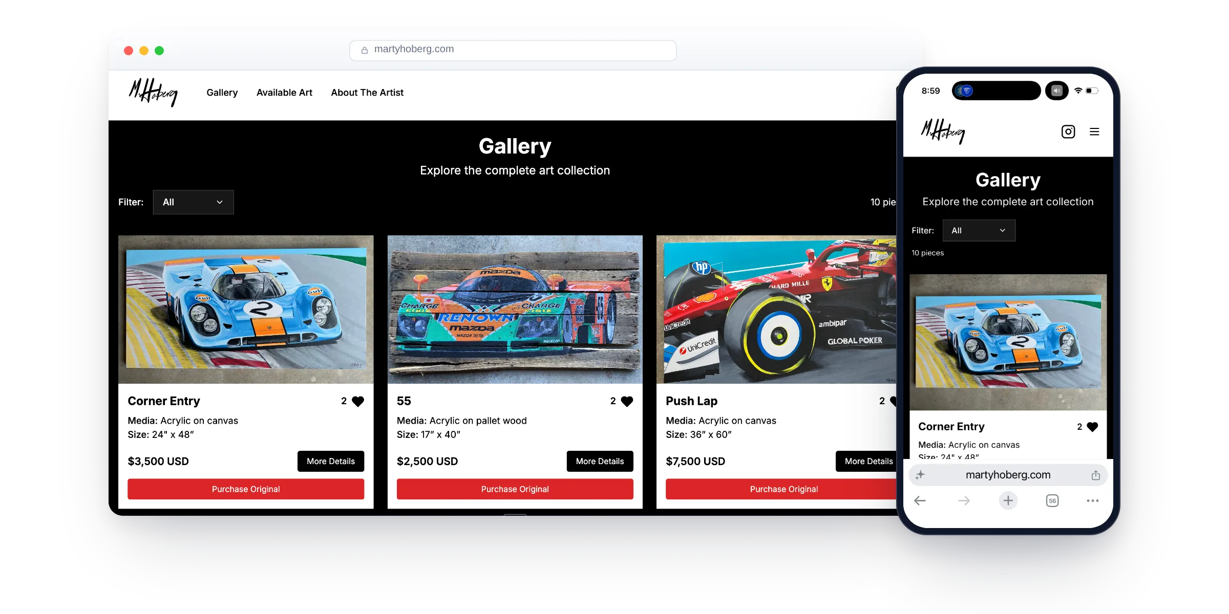 A CRTForge-built site shown on desktop and mobile